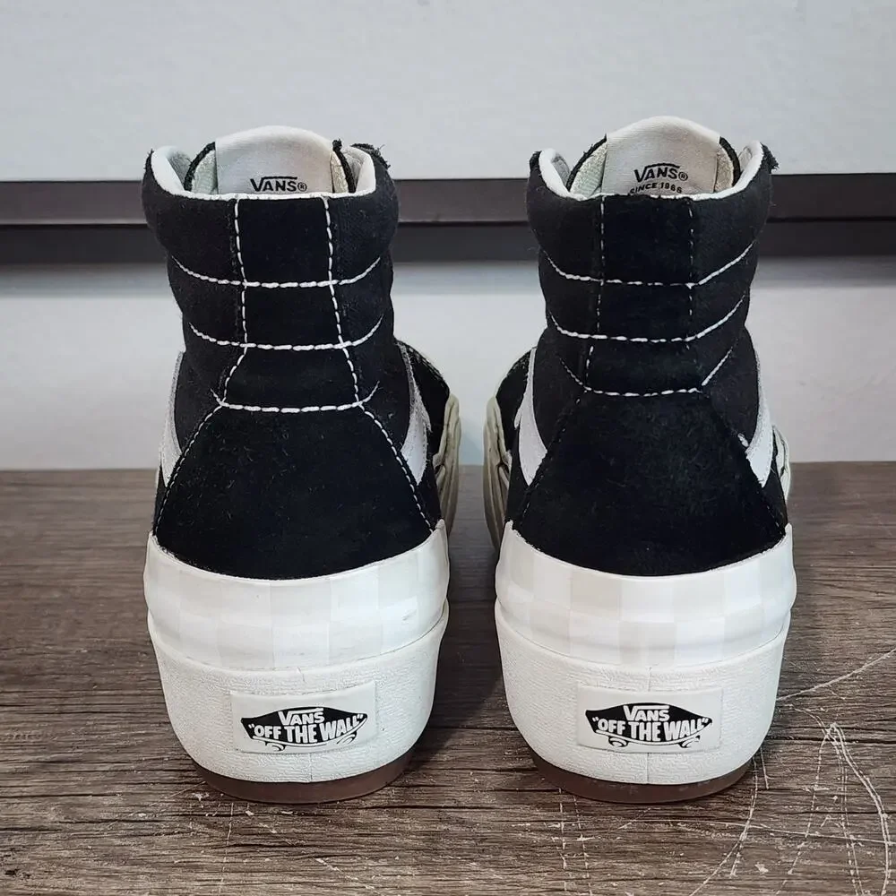 Vans Black and White Sk8-Hi Platform Sneakers - Picture 4 of 9